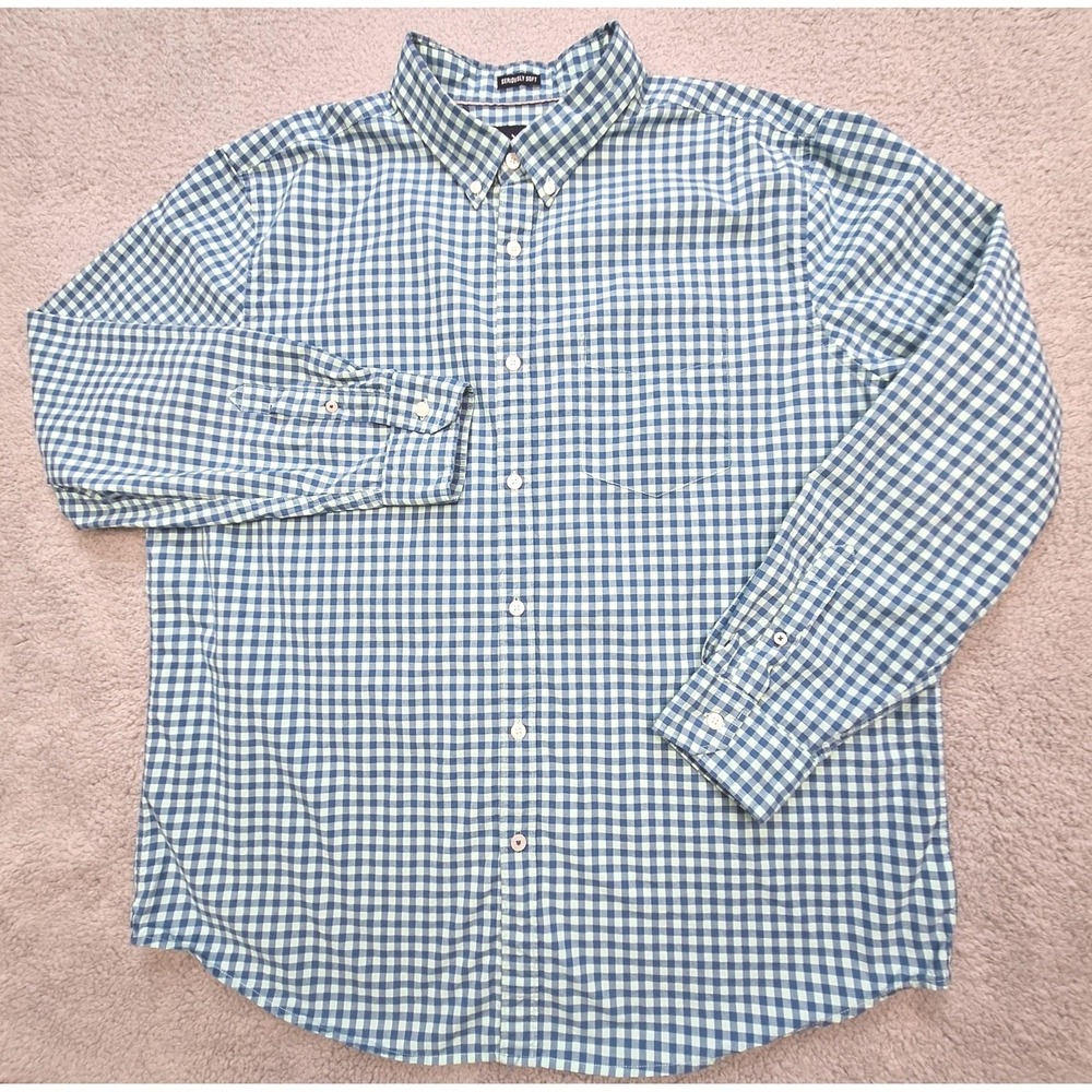 American Eagle Outfitters Shirt Mens 2XL Blue Gingham Seriously Soft Button Down